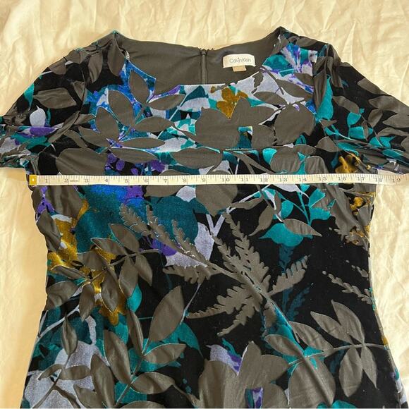 Calvin Klein Velvet Burnout Bodycon Bell Sleeve Dress size 6 - Picture 6 of 12